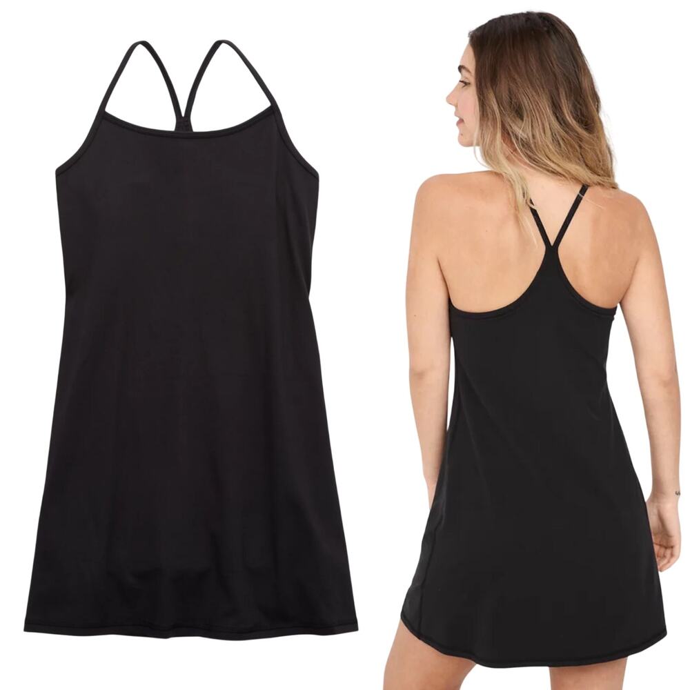 Aerie Offline The Hugger Mini Dress Halter Built in Shorts Pockets Black